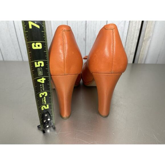 Miss Albright Anthropologie Bow Pump Heels Orange Size 8.5 - Picture 5 of 6